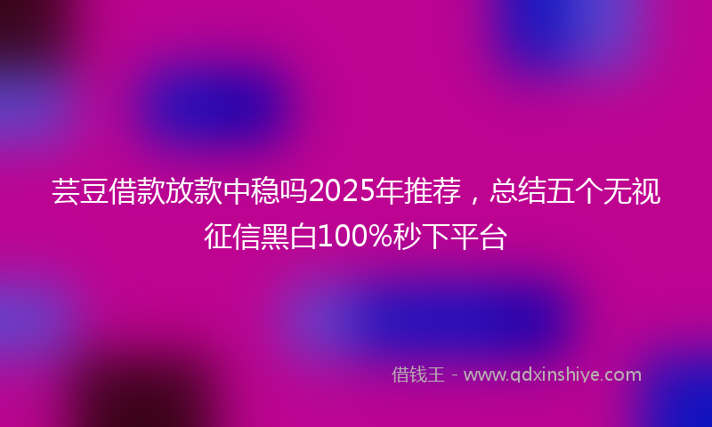 芸豆借款放款中稳吗2025年推荐，总结五个无视征信黑白100%秒下平台