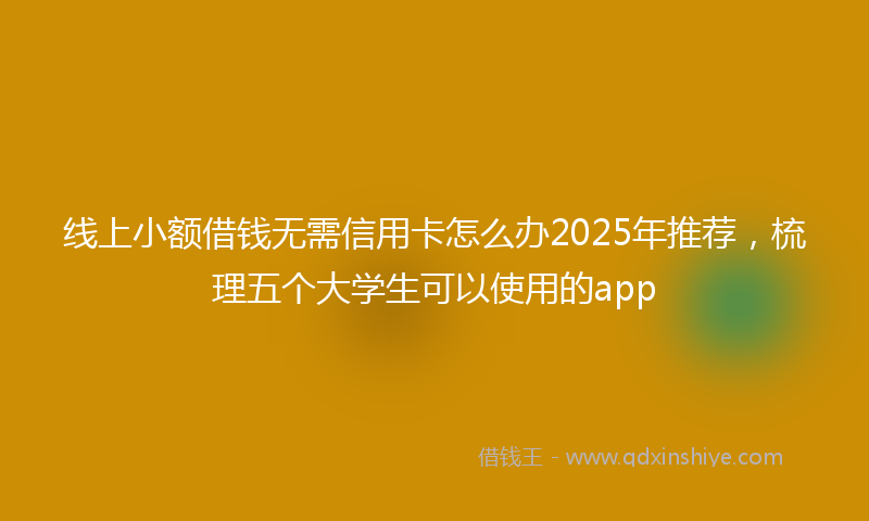 线上小额借钱无需信用卡怎么办2025年推荐，梳理五个大学生可以使用的app