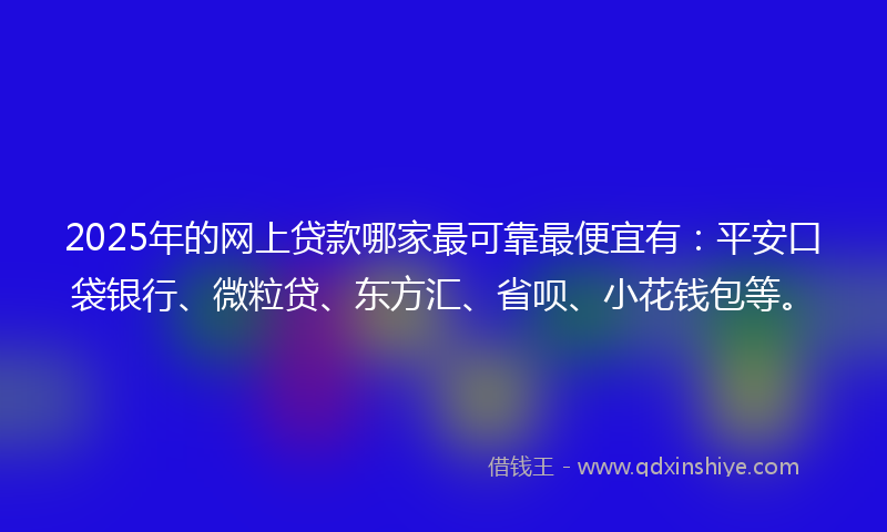 2025年的网上贷款哪家最可靠最便宜有：平安口袋银行、微粒贷、东方汇、省呗、小花钱包等。