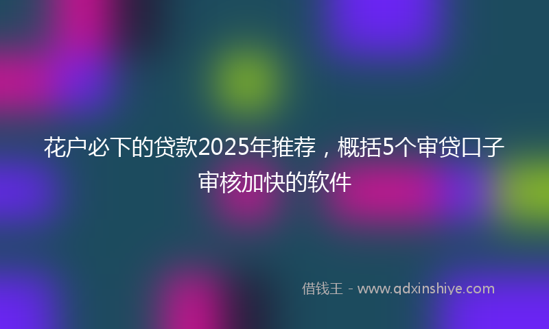 花户必下的贷款2025年推荐，概括5个审贷口子审核加快的软件