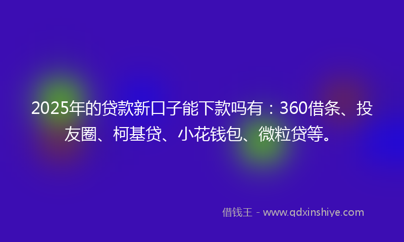 2025年的贷款新口子能下款吗有：360借条、投友圈、柯基贷、小花钱包、微粒贷等。