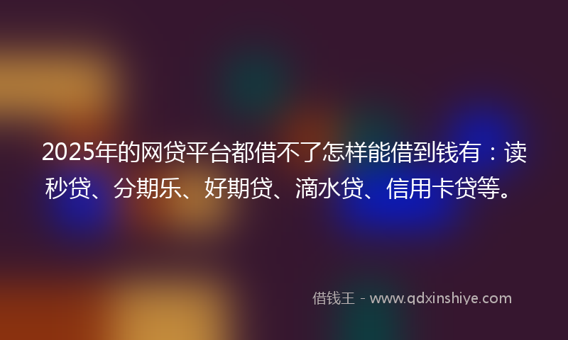 2025年的网贷平台都借不了怎样能借到钱有：读秒贷、分期乐、好期贷、滴水贷、信用卡贷等。