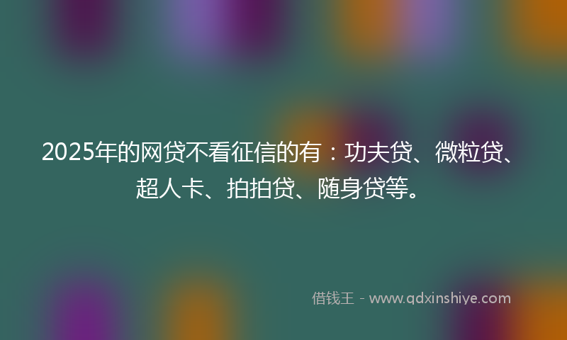 2025年的网贷不看征信的有：功夫贷、微粒贷、超人卡、拍拍贷、随身贷等。