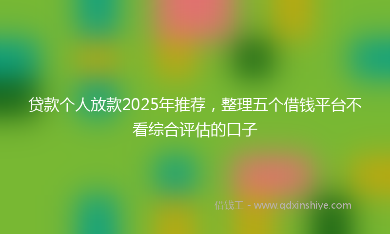 贷款个人放款2025年推荐，整理五个借钱平台不看综合评估的口子