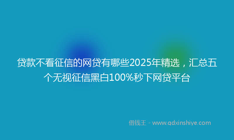 贷款不看征信的网贷有哪些2025年精选，汇总五个无视征信黑白100%秒下网贷平台