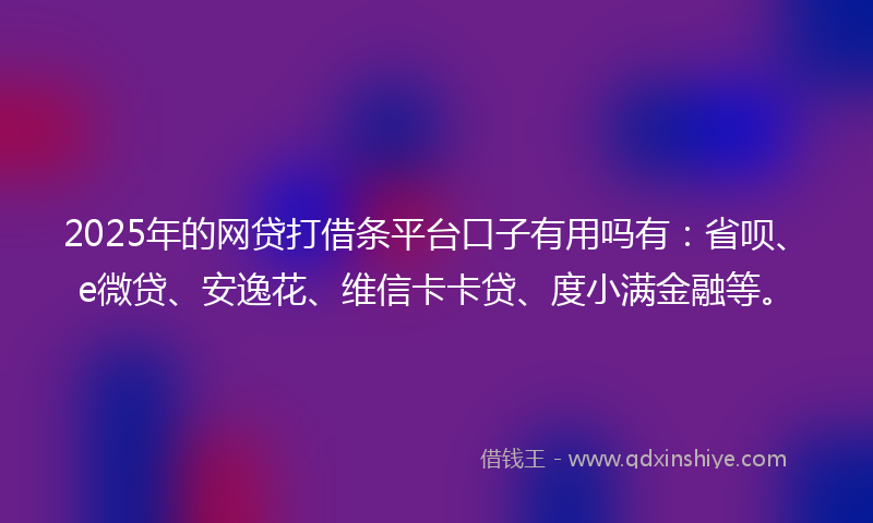 2025年的网贷打借条平台口子有用吗有：省呗、e微贷、安逸花、维信卡卡贷、度小满金融等。