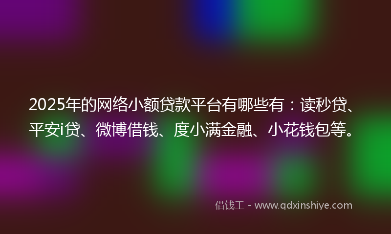 2025年的网络小额贷款平台有哪些有：读秒贷、平安i贷、微博借钱、度小满金融、小花钱包等。