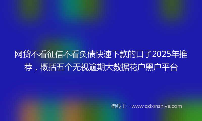 网贷不看征信不看负债快速下款的口子2025年推荐，概括五个无视逾期大数据花户黑户平台