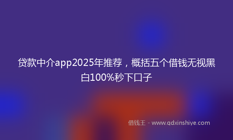 贷款中介app2025年推荐，概括五个借钱无视黑白100%秒下口子