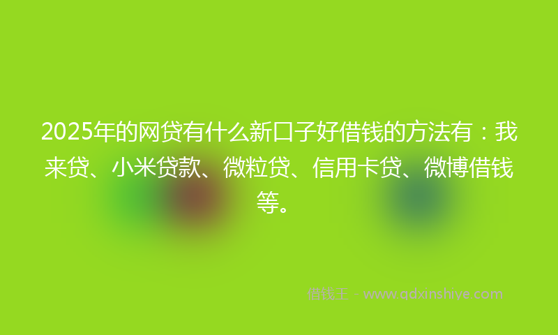 2025年的网贷有什么新口子好借钱的方法有：我来贷、小米贷款、微粒贷、信用卡贷、微博借钱等。