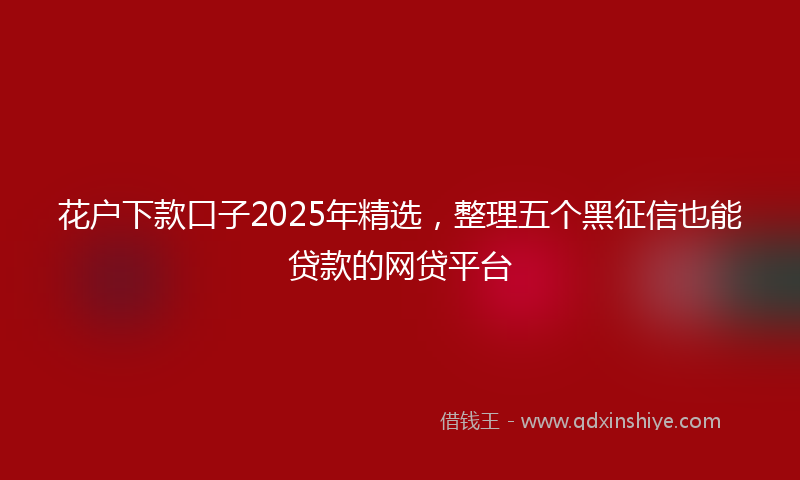 花户下款口子2025年精选，整理五个黑征信也能贷款的网贷平台