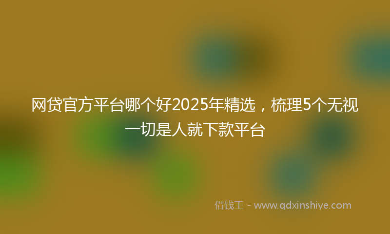 网贷官方平台哪个好2025年精选，梳理5个无视一切是人就下款平台