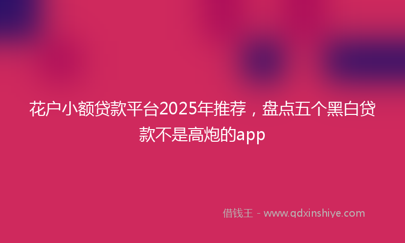 花户小额贷款平台2025年推荐，盘点五个黑白贷款不是高炮的app