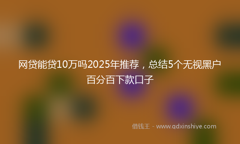 网贷能贷10万吗2025年推荐，总结5个无视黑户百分百下款口子