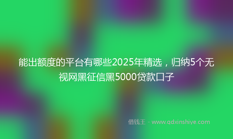 能出额度的平台有哪些2025年精选，归纳5个无视网黑征信黑5000贷款口子