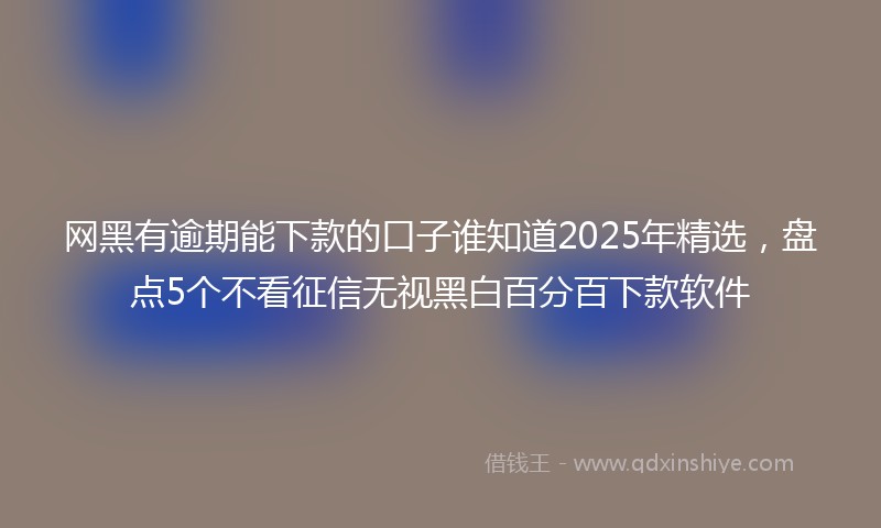 网黑有逾期能下款的口子谁知道2025年精选，盘点5个不看征信无视黑白百分百下款软件