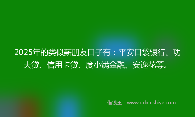 2025年的类似薪朋友口子有：平安口袋银行、功夫贷、信用卡贷、度小满金融、安逸花等。