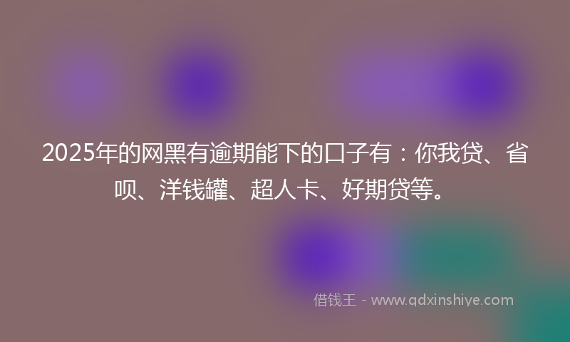 2025年的网黑有逾期能下的口子有：你我贷、省呗、洋钱罐、超人卡、好期贷等。
