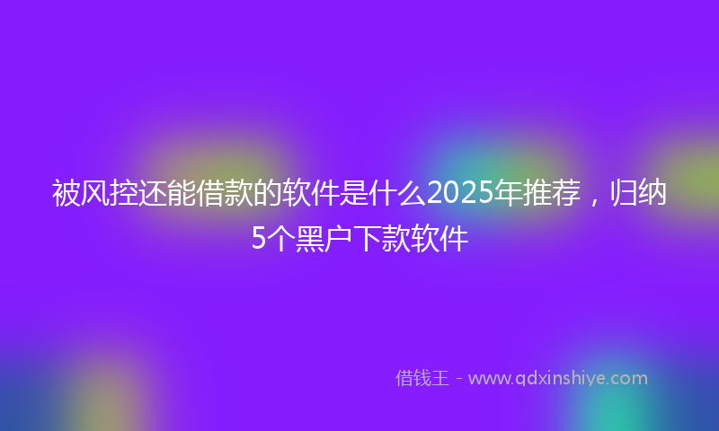 被风控还能借款的软件是什么2025年推荐，归纳5个黑户下款软件