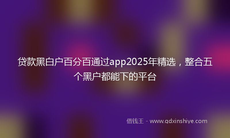 贷款黑白户百分百通过app2025年精选，整合五个黑户都能下的平台