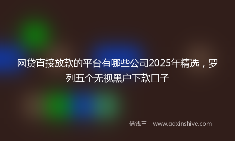 网贷直接放款的平台有哪些公司2025年精选，罗列五个无视黑户下款口子
