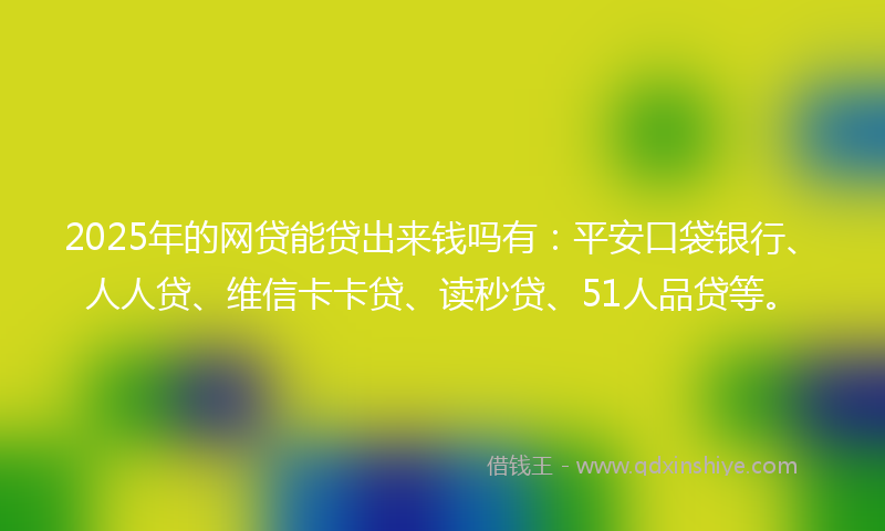 2025年的网贷能贷出来钱吗有：平安口袋银行、人人贷、维信卡卡贷、读秒贷、51人品贷等。