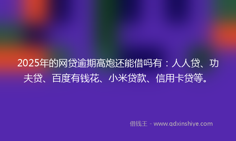 2025年的网贷逾期高炮还能借吗有：人人贷、功夫贷、百度有钱花、小米贷款、信用卡贷等。