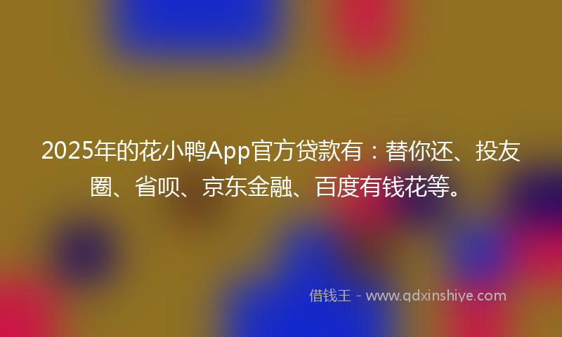 2025年的花小鸭App官方贷款有：替你还、投友圈、省呗、京东金融、百度有钱花等。