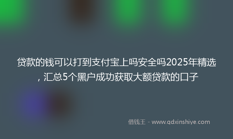 贷款的钱可以打到支付宝上吗安全吗2025年精选，汇总5个黑户成功获取大额贷款的口子