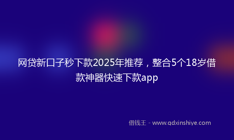 网贷新口子秒下款2025年推荐，整合5个18岁借款神器快速下款app