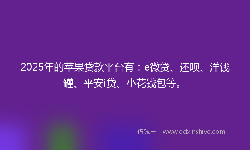 2025年的苹果贷款平台有：e微贷、还呗、洋钱罐、平安i贷、小花钱包等。