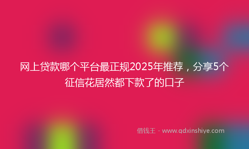 网上贷款哪个平台最正规2025年推荐，分享5个征信花居然都下款了的口子