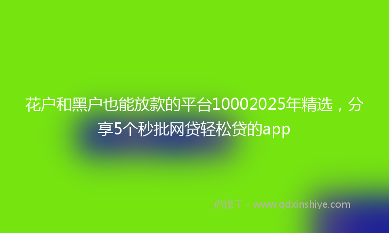花户和黑户也能放款的平台10002025年精选，分享5个秒批网贷轻松贷的app