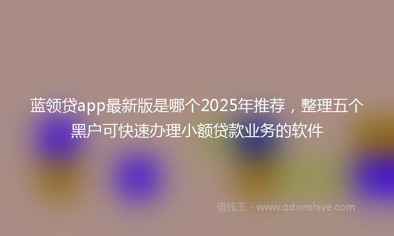 蓝领贷app最新版是哪个2025年推荐，整理五个黑户可快速办理小额贷款业务的软件