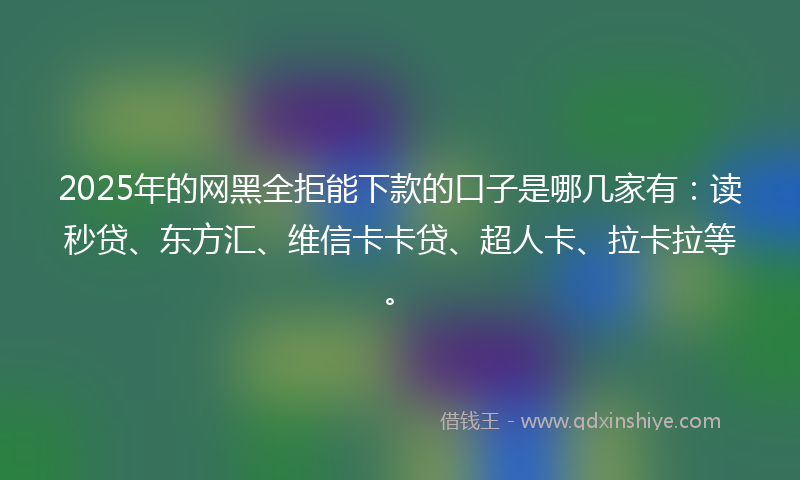 2025年的网黑全拒能下款的口子是哪几家有：读秒贷、东方汇、维信卡卡贷、超人卡、拉卡拉等。