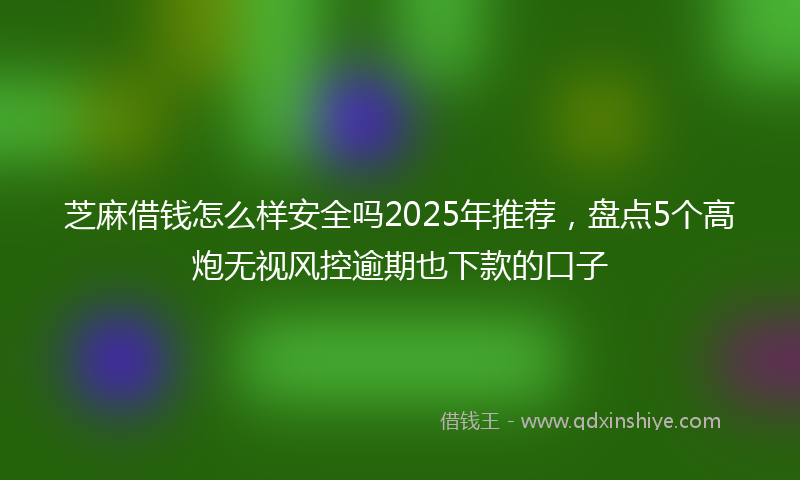 芝麻借钱怎么样安全吗2025年推荐，盘点5个高炮无视风控逾期也下款的口子