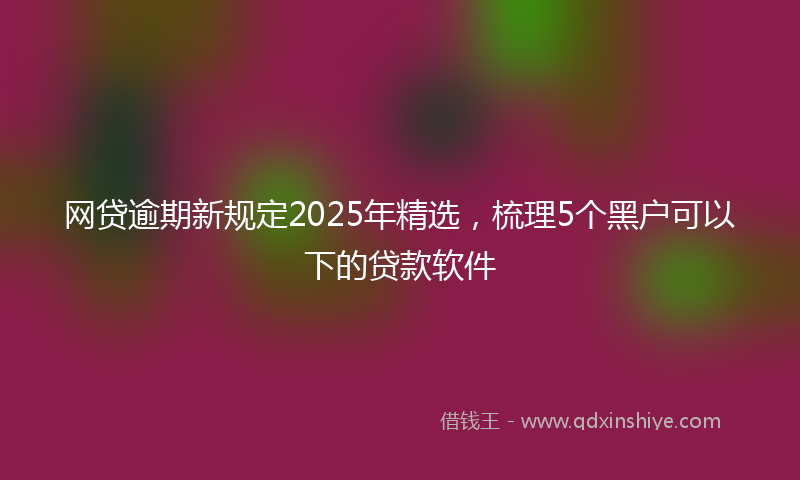 网贷逾期新规定2025年精选，梳理5个黑户可以下的贷款软件