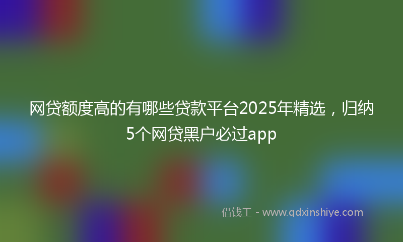 网贷额度高的有哪些贷款平台2025年精选，归纳5个网贷黑户必过app