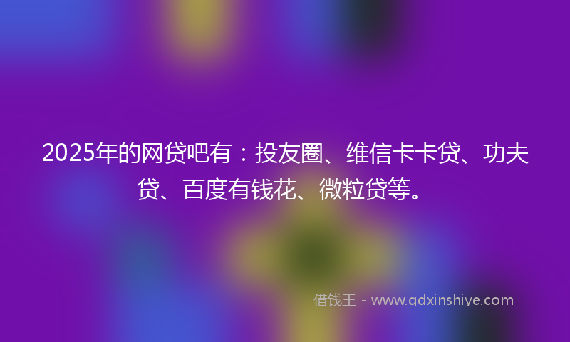2025年的网贷吧有：投友圈、维信卡卡贷、功夫贷、百度有钱花、微粒贷等。
