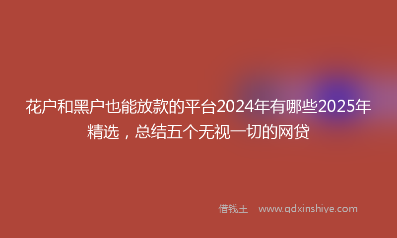 花户和黑户也能放款的平台2024年有哪些2025年精选，总结五个无视一切的网贷