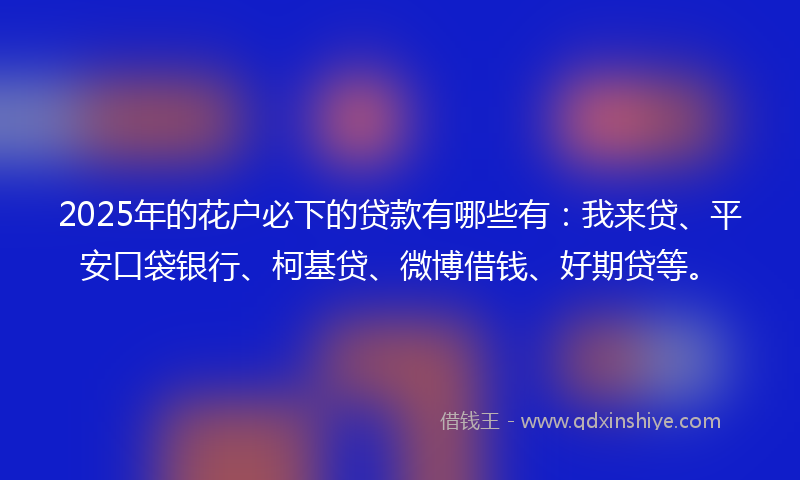 2025年的花户必下的贷款有哪些有：我来贷、平安口袋银行、柯基贷、微博借钱、好期贷等。