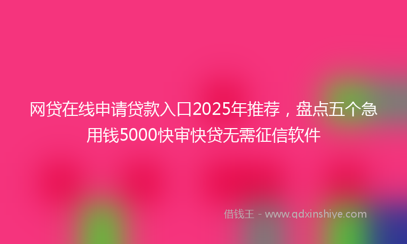 网贷在线申请贷款入口2025年推荐，盘点五个急用钱5000快审快贷无需征信软件
