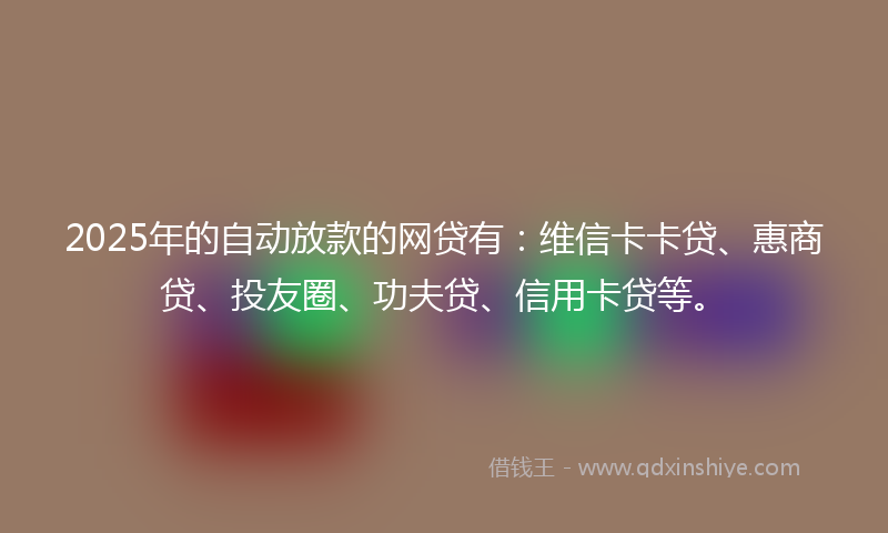 2025年的自动放款的网贷有：维信卡卡贷、惠商贷、投友圈、功夫贷、信用卡贷等。