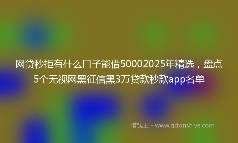 网贷秒拒有什么口子能借50002025年精选，盘点5个无视网黑征信黑3万贷款秒款app名单