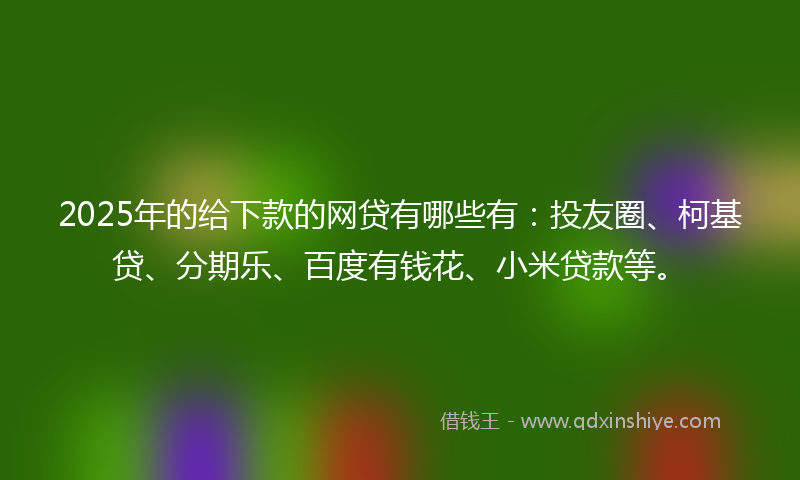 2025年的给下款的网贷有哪些有：投友圈、柯基贷、分期乐、百度有钱花、小米贷款等。