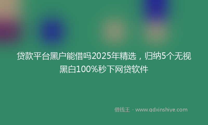 贷款平台黑户能借吗2025年精选，归纳5个无视黑白100%秒下网贷软件