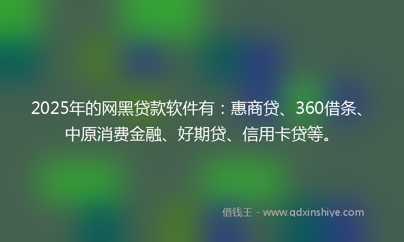 2025年的网黑贷款软件有：惠商贷、360借条、中原消费金融、好期贷、信用卡贷等。