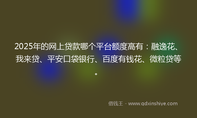 2025年的网上贷款哪个平台额度高有：融逸花、我来贷、平安口袋银行、百度有钱花、微粒贷等。