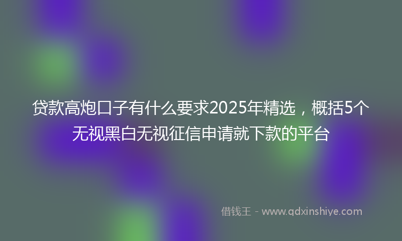 贷款高炮口子有什么要求2025年精选，概括5个无视黑白无视征信申请就下款的平台
