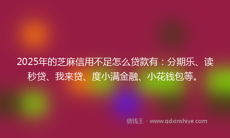 2025年的芝麻信用不足怎么贷款有：分期乐、读秒贷、我来贷、度小满金融、小花钱包等。